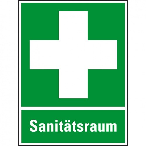 Schild I Rettungs-Kombischild Erste Hilfe, Sanitätsraum, Kunststoff, 300x400mm, ASR A1.3, DIN EN ISO 7010 E003 Image