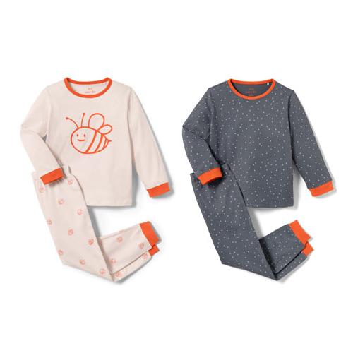 2 Kleinkinder-Pyjamas, rosa und blau