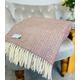 Raspberry and Sage green Illusion weave pure new wool blanket throw. British made blanket. Available in two sizes and matching cushion