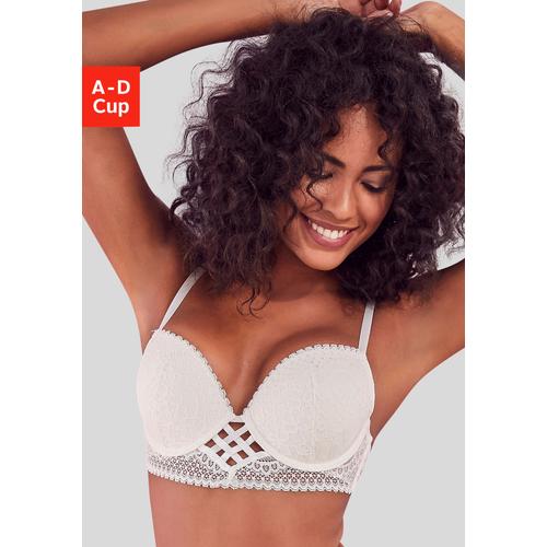 Push-up-BH LASCANA Gr. 75, Cup A, beige (creme) Damen BHs BH Hochzeitsdessous Hochzeitswäsche Push-up-BH Reizwäsche Spitzen-BH Spitzenwäsche Spitzen-BHs mit entzückender Flechtoptik, sexy Dessous