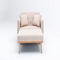 Lounge Chair - Everly Quinn 40.94" Wide Tufted Velvet Lounge Chair & Ottoman Wood/Velvet in White/Brown | 31.1 H x 40.94 W x 62.2 D in | Wayfair