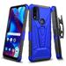 3-IN-1 Advanced Armor Hybrid Case with Belt Clip Holster for Motorola Moto G Play 2023 - Blue