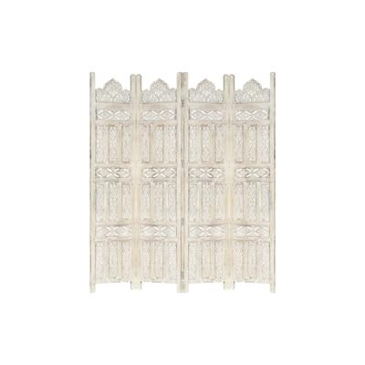 vidaXL 4tlg. Raumteiler Handgeschnitzt Weiß 160×165cm Mango Massivholz Image