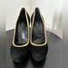 Gucci Shoes | Gucci Black Suede And Gold Trim Heels | Color: Black/Gold | Size: 7