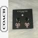 Coach Jewelry | Coach Pave’ Bow Huggie Earrings | Color: Pink/Silver | Size: Os