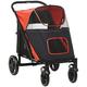 PawHut Pet Stroller 4 Wheel Dog Stroller Travel Carrier Adjustable Canopy for Medium and Large Dogs Red