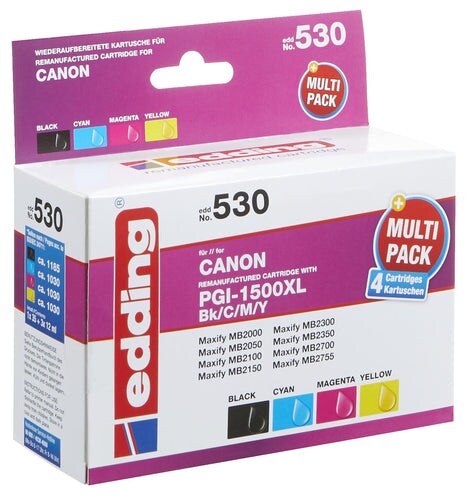 edding Tintenpatrone 18-530 wie Canon PGI-1500XL sw/c/m/y 4 St./Pa Image