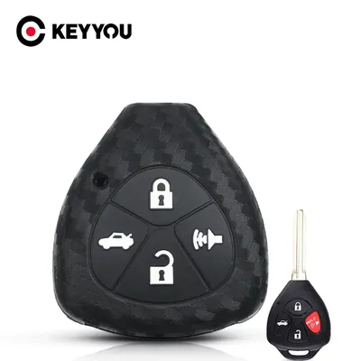 KEYYOU – porte-clés de voiture en Silicone et carbone pour Toyota Yaris Tarago Camry Corolla