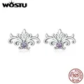 Wostu – boucles d'oreilles Vintage en argent Sterling 925 pour femmes clous d'oreilles en Zircon