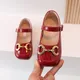 Chaussures de princesse rétro en métal pour filles chaussures Mary Janes rouges pour tout-petits