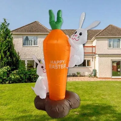 Jouets Gonflables de Pâques Lapin avec AngiCarotte Décoration de ixde Vacances en Plein Air