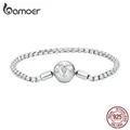 Bamoer-Bracelet en argent regardé 925 MF ite pour femme breloque d'amour de base pavé serti CZ