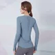 Vansydical-T-shirt de yoga à manches longues pour femme vêtement de sport en maille slim léger