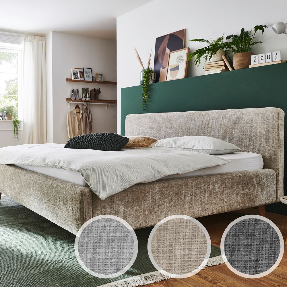 meise.möbel »Mattis« Polsterbett Bouclé mit Bettkasten 180x200 cm / anthrazit / mit Bettkasten Image