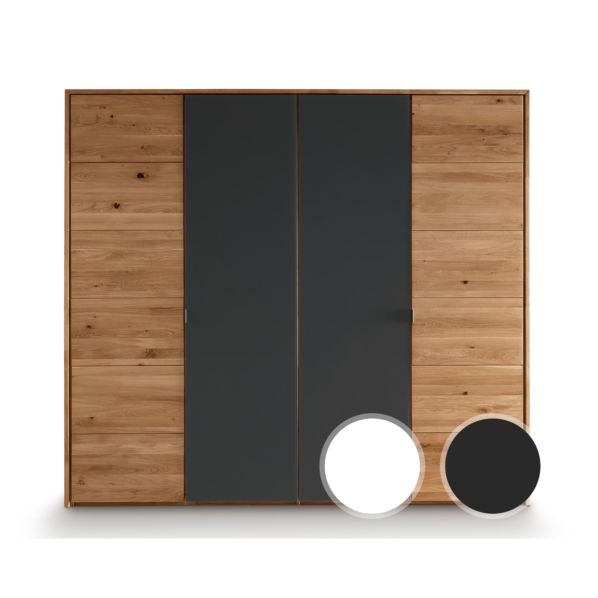 Massivholz »Wild« Drehtürenschrank anthrazit Drehtürenschrank / 3-türig / 185,1 x 60,4 x 218,5 cm / Anthrazit