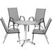 BTEXPERT Indoor Outdoor 23.75" Round Restaurant Table Stainless Steel Silver Aluminum + 4 Gray Flexible Sling Stack Chairs