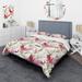 Designart 'Red Floral and Brown Leaf' Cabin & Lodge Duvet Cover Set