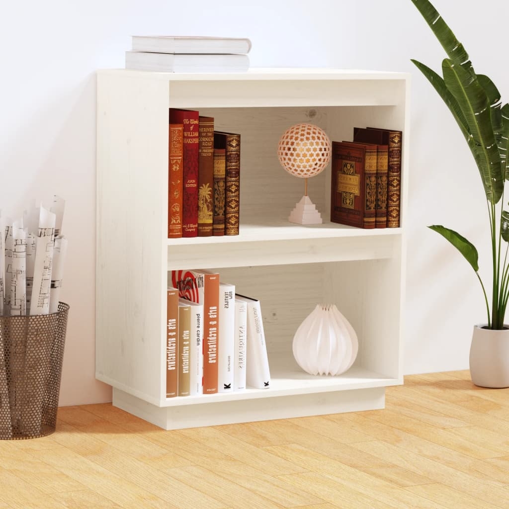 vidaXL Beistellschrank Weiß 60x34x75 cm Massivholz Kiefer Image