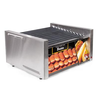 Star 30SCBD 30 Hot Dog Roller Grill w/Bun Storage - Slanted Top, 120v, Dual Zone, Stainless Steel