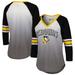 Women's G-III 4Her by Carl Banks Black Pittsburgh Penguins Lead Off Tri-Blend Raglan 3/4-Sleeve V-Neck T-Shirt