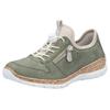 Slip-On Sneaker RIEKER, Damen, Gr. 40, grün (schilfgrün), Lederimitat, Textil, sportlich, Schuhe Sneaker, Schnürschuh, Halbschuh, Slipper mit leichter Laufsohle, Topseller