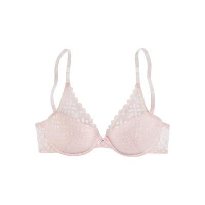 Push-up-BH S.OLIVER "Amelie", Damen, Gr. 70, Cup A, rosa, Spitze, Obermaterial: 60% Polyamid, 35% Polyester, 5% Elasthan, feminin, BHs, aus floraler, transparenter Spitze, Dessous Image