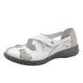 Slipper RIEKER Gr. 38, grau (weiß, grau) Damen Schuhe Rieker Spangenschuh, Schlupfschuh, Komfortschuh mit Klettverschluss Bestseller