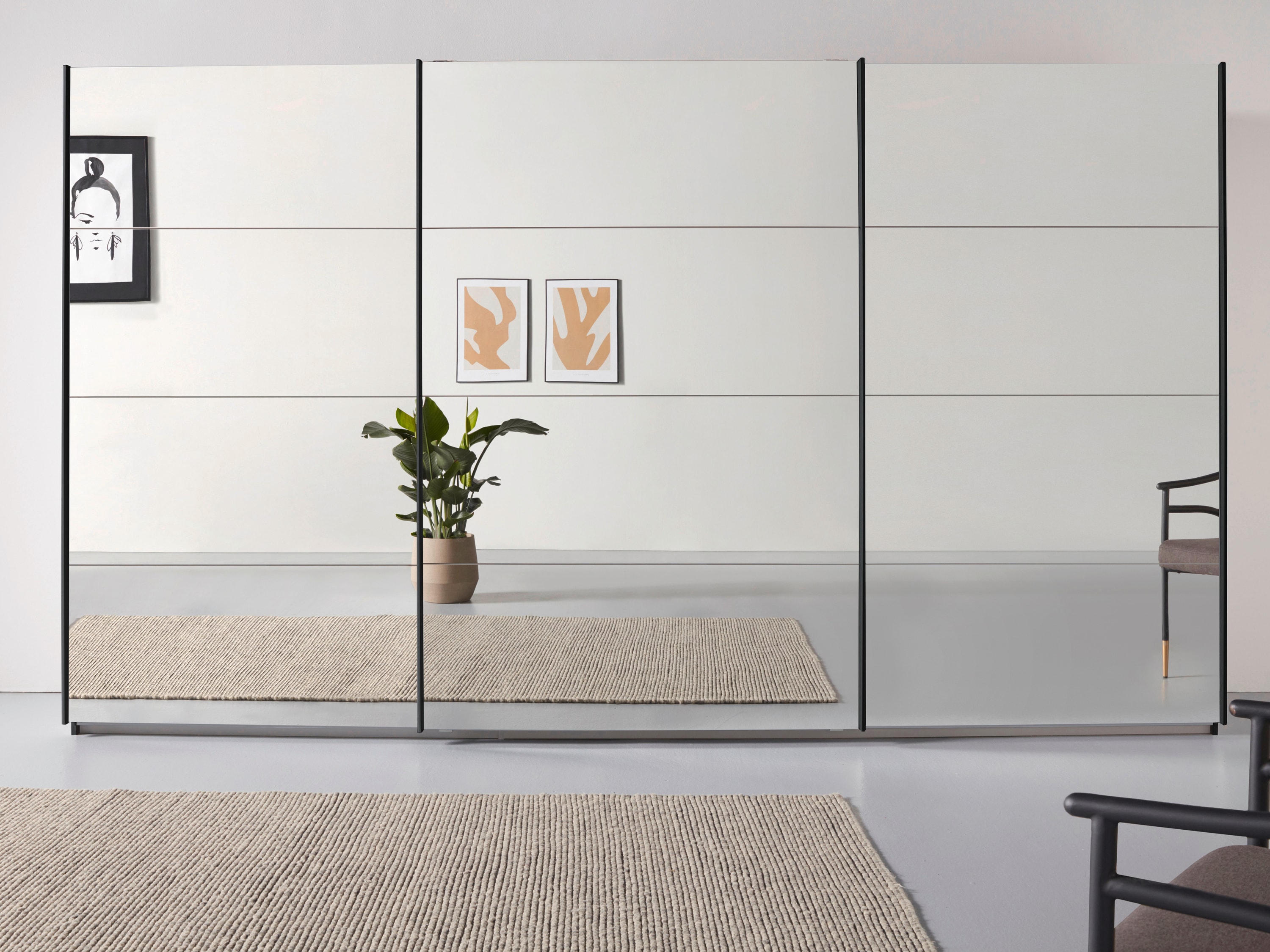 Schwebetürenschrank RAUCH "Kleiderschrank Schrank Garderobe Wäscheschrank Ankleide ORACLE", grau (graumetallic), B:360cm H:229cm T:62cm, Holzwerkstoff, Schränke, mit Spiegelfront Image