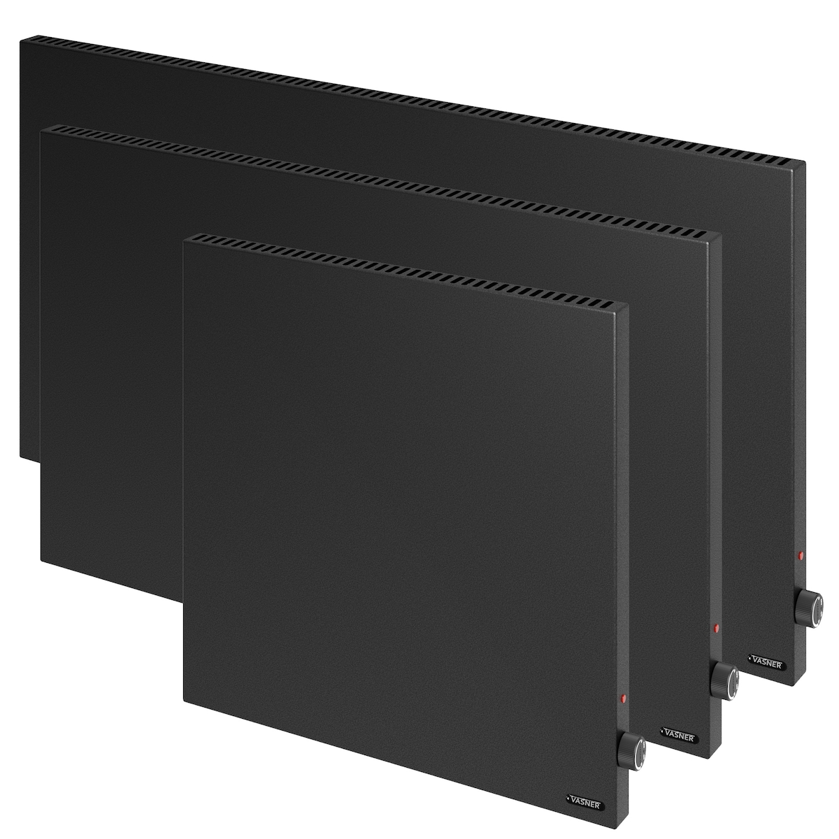 VASNER Konvi Schwarz Hybrid Infrarotheizung Elektroheizung mit Thermostat 1200 Watt, Hybridheizung Infrarot + Konvektion Image