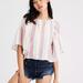 American Eagle Outfitters Tops | American Eagle Pastel Stripe Crop Top Size Xs | Color: Blue/Cream/Pink | Size: Xs