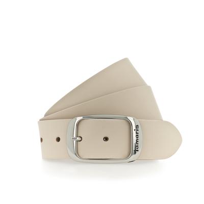 Ledergürtel TAMARIS, Damen, Gr. 110, beige, Rindsleder, unifarben, casual,modisch, Gürtel, Doppelschließe in glänzendem Silber Image
