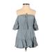 Forever 21 Casual Dress - Mini Off The Shoulder 3/4 sleeves: Blue Solid Dresses - Women's Size X-Small