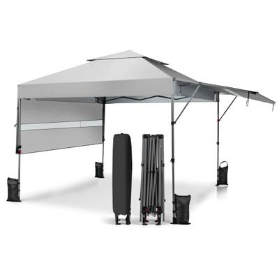Costway 10 x 17.6 Feet Outdoor Instant Pop-up Canopy Tent with Dual Half Awnings-White