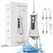 Water Flosser Cordless for Teeth Professional Portable Dental Oral Irrigator with 4 Tips 3 Cleaning Modes Teeth Cleaner for Braces Bridges Care Waterproof 300ML Detachable Water Tank White