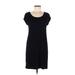 Adrienne Vittadini Casual Dress - Shift Scoop Neck Short sleeves: Black Solid Dresses - Women's Size Small