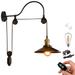 Kiven Battery Operated Iron Wall Lamp 1-Light Industrial Rechargeable Wall Sconces E26 Socket Warm White Bulb Included