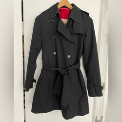 Burberry Jackets & Coats | Authentic Burberry Belted Black Trench Coat With Removable Liner | Color: Black/Red | Size: 8