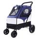 WSJTT Pet Stroller Dog Cat Small Animals Carrier Cage 4 Wheels Folding Flexible Easy Walk for Jogging Travel Up to 120 Pounds with Sun Shade Cup Holder and Mesh Window (Color : Blue)
