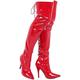 Gizelle Damen Schnürstiefeletten auf der Rückseite Overknee-Stiefel, rotes Leder, 37 EU