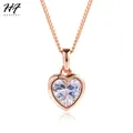 Collier avec pendentif coeur romantique pour femme couleur or Rose strass bijoux de mariage