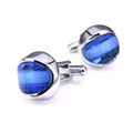 Boutons de manchette ronds design de mode et cristal bleu de haute qualité boutons de manchette gem