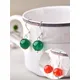 Boucles d'oreilles rondes en Onyx Agates rouges naturelles calcédoine verte crochet perles