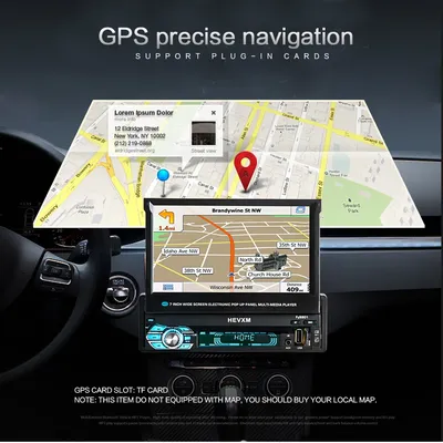 Autoradio stéréo Bluetooth 1 DIN navigation GPS double écran 7 pouces tactile rétractable