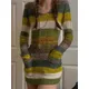 Fairycore Grunge Striped Long Sleeve Mini fur s for Women Aesthetic Sweater fur s for Winter