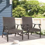 Outdoor Wicker Club Chairs Patio Wicker Padded Rocking Motion Conversation Arm Chair