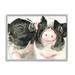 Stupell Industries Two Pigs Pink Snout Kiss Adorable Farm Animals Painting Gray Framed Art Print Wall Art Design by Kamdon Kreations