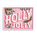 Stupell Industries Bold Pink Holly Jolly Phrase Graphic Art White Framed Art Print Wall Art Design by The Saturday Evening Post