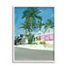 Stupell Industries Tropical Palm Trees Summer Vacation Resort Houses Graphic Art White Framed Art Print Wall Art Design by Amelia Noyes