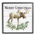 Stupell Industries Merry Christmas Moose Laurel Graphic Art Black Framed Art Print Wall Art Design by Carol Robinson