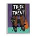 Stupell Industries Trick or Treat Cat & Witch Graphic Art Gray Framed Art Print Wall Art Design by Linda Birtel